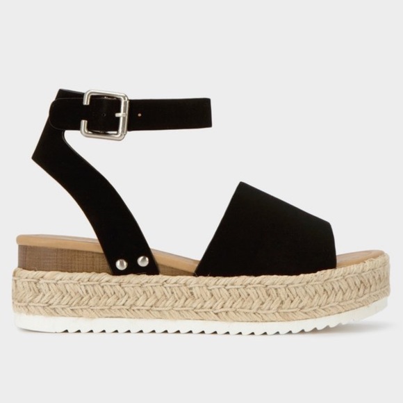 Black Espadrilles Platform Sandals Platform - Picture 5 of 8